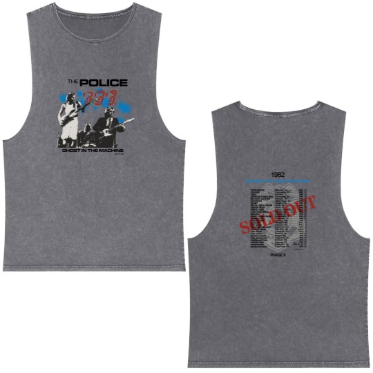 Discover The Police Ghost in the Machine Phrase II 1982 Concert Tour Double Sided Mineral Wash Tank Tops, The Police