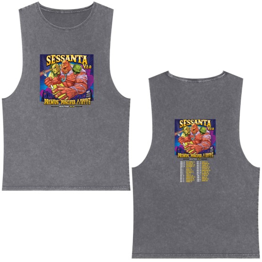 Discover A PERFECT CIRCLE And PRIMUS And PUSCIFER Sessanta V2.0 Tour 2025 Fan Gifts Double Sided Mineral Wash Tank Tops