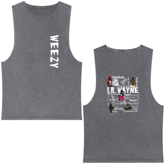 Discover Lil Wayne Wezzy song Double Sided Mineral Wash Tank Tops top crewneck