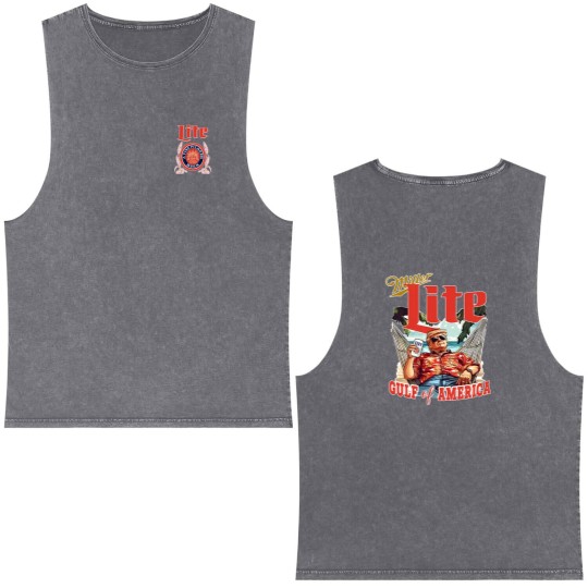 Discover Donald Trump/Miller Lite Gulf of America Comfort Colors Double Sided Mineral Wash Tank Tops