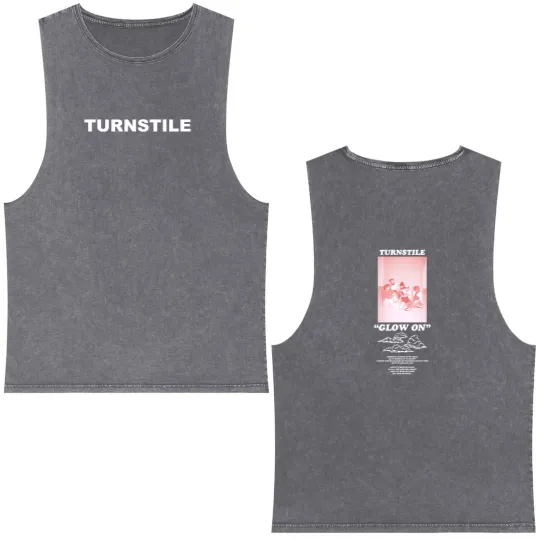 Discover Turnstile Tour 2022 Double Sided Mineral Wash Tank Tops, Turnstile Double Sided Mineral Wash Tank Tops