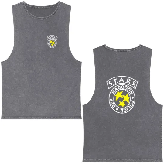 Discover VINTAGE Resident Evil STARS Police Dept Men’s Double Sided Mineral Wash Tank Tops For Men Women S-5XL
