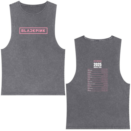 Discover Blackpink 2025 World Tour Dates Logo Unisex Double Sided Mineral Wash Tank Tops Gift for Friend Size S-4XL