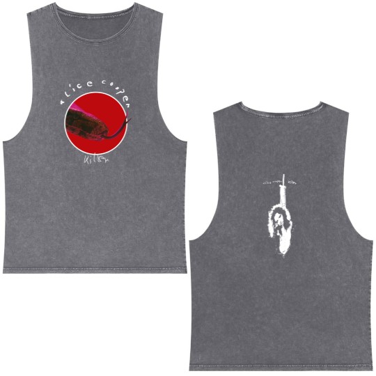 Discover DTG printed Double Sided Mineral Wash Tank Tops- ALICE COOPER- Killer