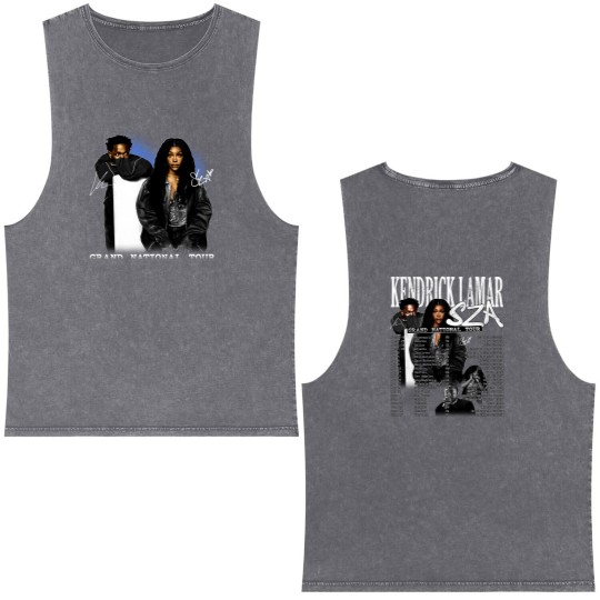 Discover Grand National Tour 2025 Double Sided Mineral Wash Tank Tops, GNX Kendrick Lamar Sza Double Sided Mineral Wash Tank Tops, Fan Gift