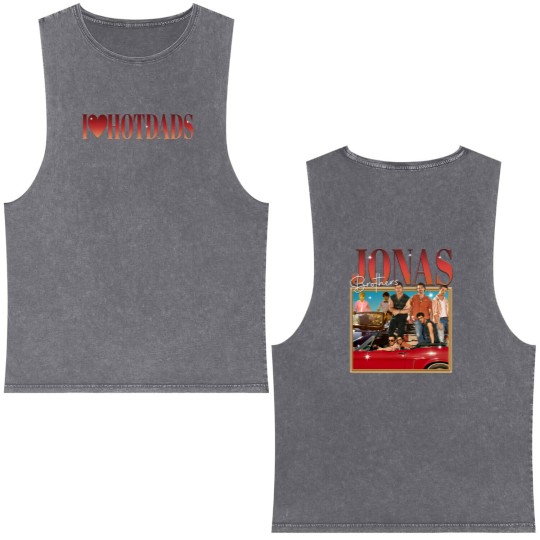 Discover Vintage Jonas Brothers Hot Dads Double Sided Mineral Wash Tank Tops