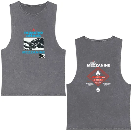 Discover MASSIVE ATTACK MEZZANINE European Tour Double Sided Mineral Wash Tank Tops