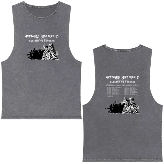 Discover Avenged Sevenfold Life Is But A Dream North American Tour 2023 Double Sided Mineral Wash Tank Tops