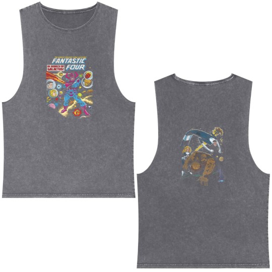 Discover Oversized Fantastic Four Double Sided Mineral Wash Tank Tops Vintage Fantastic Four First Steps Double Sided Mineral Wash Tank Tops