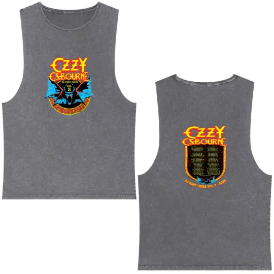 Discover Ozzy Osbourne No More Tours Vol 2 Tour Double Sided Mineral Wash Tank Tops
