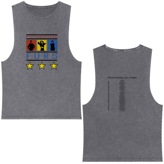 Discover 80s Mens Large Psychedelic Furs 1987 Tour Double Sided Mineral Wash Tank Tops