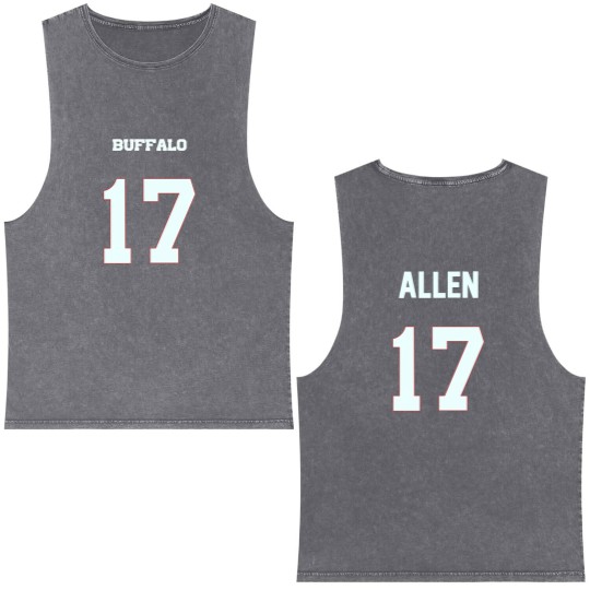 Discover Josh Allen QB #17 - Josh Allen - Double Sided Mineral Wash Tank Tops