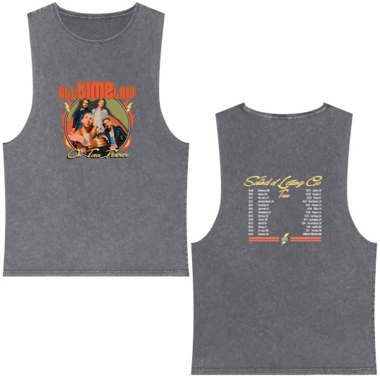 Discover All Time Low The Sound of Letting Go Tour Double Sided Mineral Wash Tank Tops