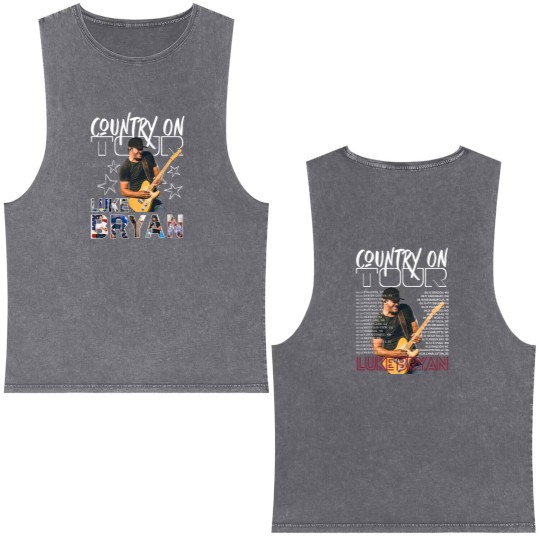 Discover Luke Bryan Graphic Double Sided Mineral Wash Tank Tops, 2025 Luke Bryan Country Song Came On Tour Double Sided Mineral Wash Tank Tops
