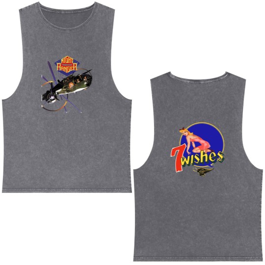 Discover Night Ranger - 7 Wishes Double Sided Mineral Wash Tank Tops