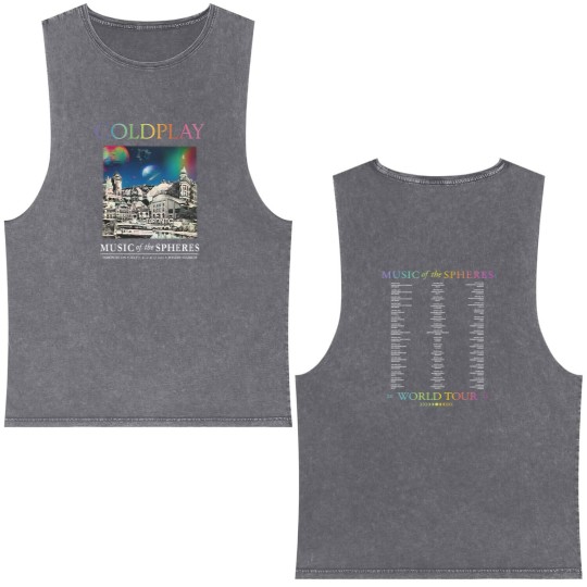 Discover New BAND Coldplay 2025 Double Sided Mineral Wash Tank Tops MEN Double Sided Mineral Wash Tank Tops
