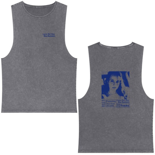 Discover Lana Del Rey Double Sided Mineral Wash Tank Tops, Lana Del Rey- Blue Banisters Poster Double Sided Mineral Wash Tank Tops
