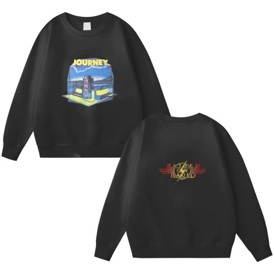 Discover Journey vintage Double Sided Sweatshirts white concert tour raised on radio music rock