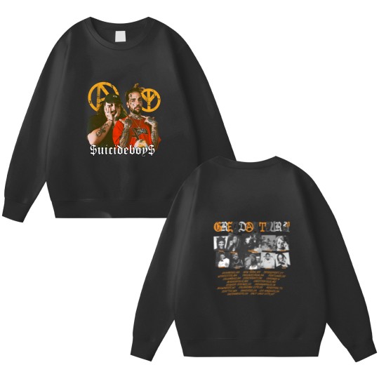 Discover SuicideBoys Double Sided Sweatshirts Men's Medium Slim Fit Grey Day 2023 G59 Records Tour Rap Double Sided Sweatshirts