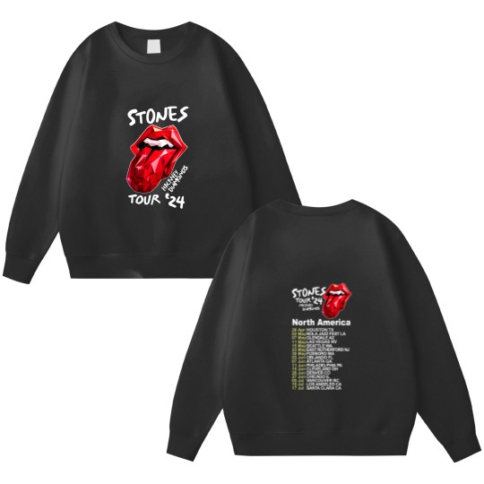 Discover 2024 Men Double Sided Sweatshirts Casual The Rolling Tour 2024 Stone Double Sided Sweatshirts