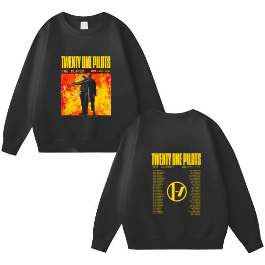 Discover Pilotss Band 2024-2025 Clancy World Tour with Dates Double Sided Sweatshirts