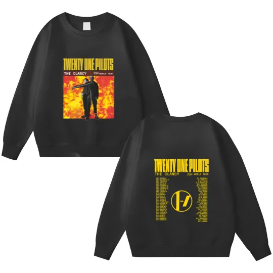 Discover Pilotss band 2024-2025 The Clancy World Tour Double Sided Sweatshirts, 21 Pilots 2024 Concert
