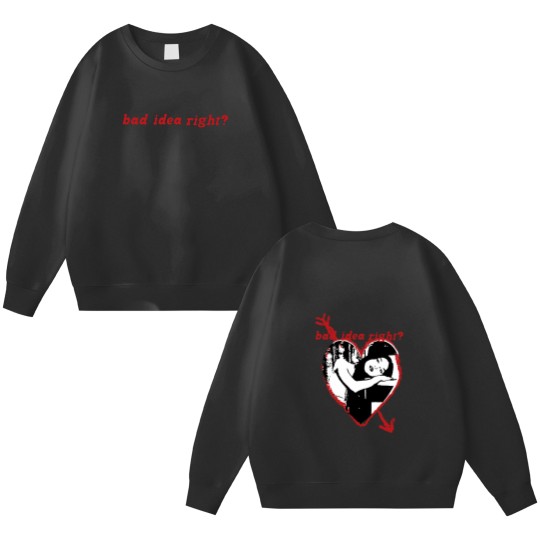 Discover Olivia Rodrigo Officially Licensed Bad Idea Right Graphic Double Sided Sweatshirts Double Sided Sweatshirts in White
