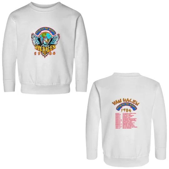 Discover Sale!! Vintage 1984 van World Tour Monsters of Rock Double Sided Sweatshirts