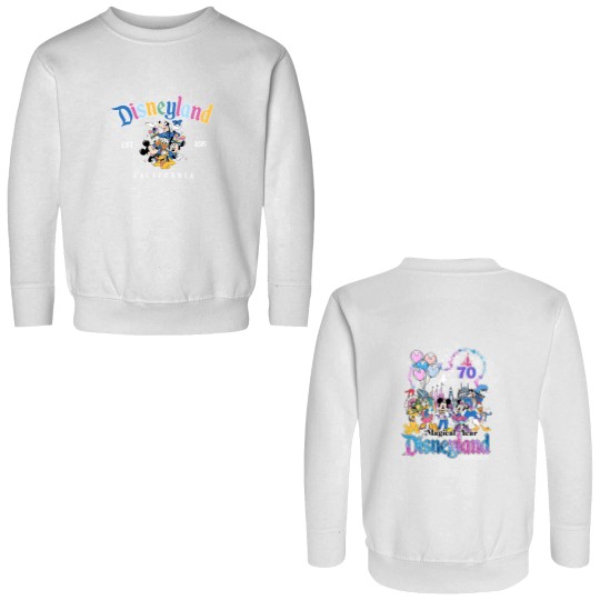 Discover Disneyyland 70th anniversary Double Sided Sweatshirts, Mickeyy & friends Disneyyland castle 1955-2025 Double Sided Sweatshirts