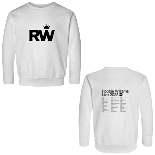 Discover Pop Music Double Sided Sweatshirts, Robbie Williams Fans Double Sided Sweatshirts, Robbie Williams Live 2025 Concert Double Sided Sweatshirts