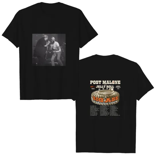 Discover Post Malone Jelly Roll Big As Stadium Tour 2025 Double Sided T Shirts