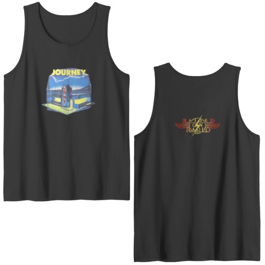Discover Journey vintage Double Sided Tank Tops white concert tour raised on radio music rock