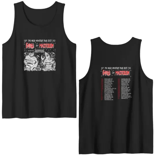 Discover Color Gojira and Mastodon The Mega Monsters Tour 2023 Double Sided Tank Tops