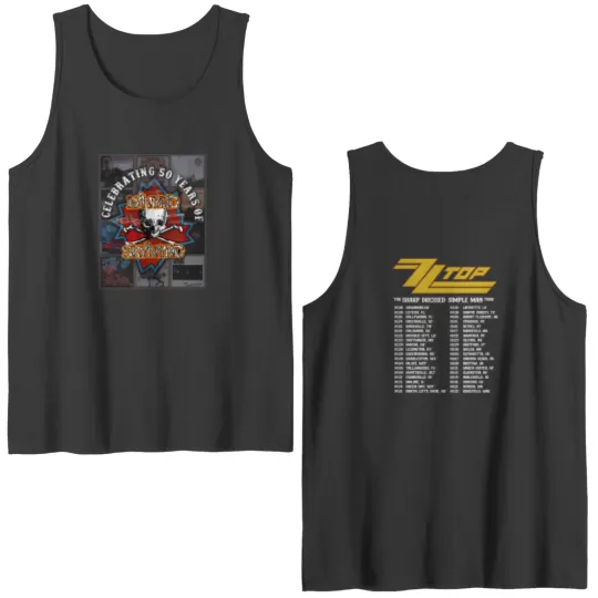Discover Lynyrd Skynyrd ZZ Top Tour 2024 Double Sided Tank Tops, ZZ Double Sided Tank Tops