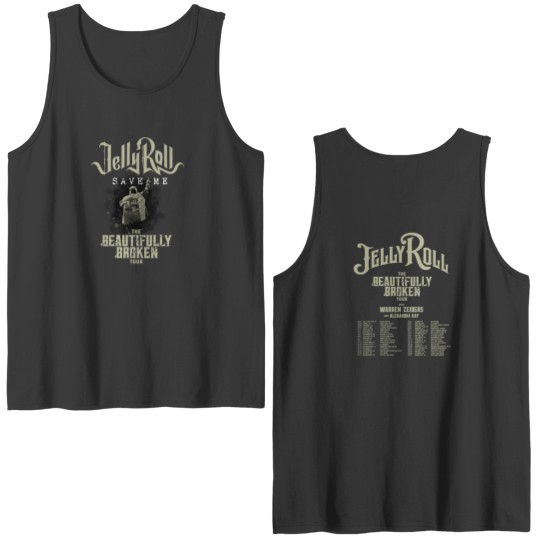 Discover Jelly Roll 2024 Concert Double Sided Tank Tops, The Beautifully Broken 2024 Double Sided Tank Tops