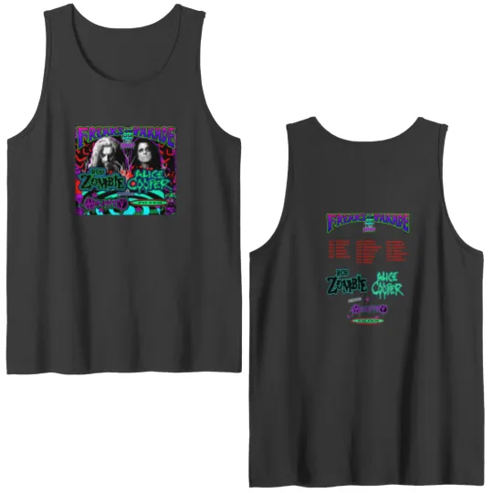 Discover Rob Zombie and Alice Coopers 2024 Tour Double Sided Tank Tops, Rob Zombie and Alice Cooper Fan Double Sided Tank Tops