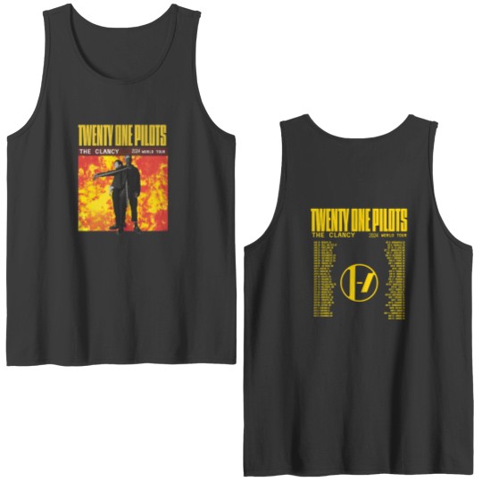 Discover Pilotss band 2024-2025 The Clancy World Tour Double Sided Tank Tops, 21 Pilots 2024 Concert