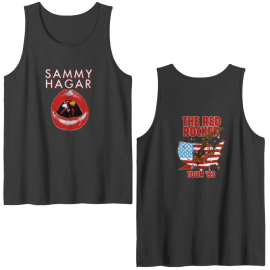 Discover Vintage Sammy Hagar 1983 Red Rocker Tour Black Double Sided Tank Tops Gift For Fans Music