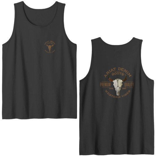 Discover Ariat Men's Bison Skull Short Sleeve Graphic Double Sided Tank Tops