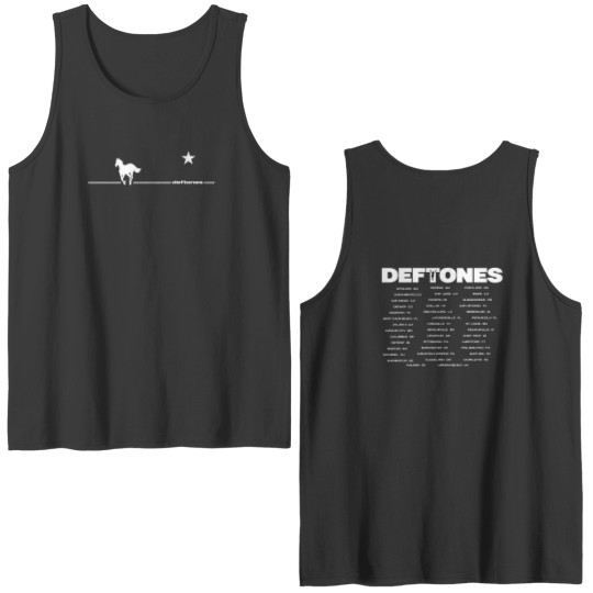 Discover Deftone White Pony Tour Black Double Sided Tank Tops