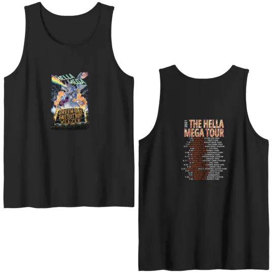 Discover Gren Day Hella Mega Tour Double Sided Tank Tops Music Rock Band