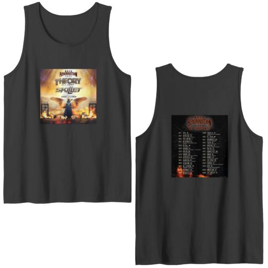 Discover Vintage Rock Resurrection Tour Theory of a Deadman Skillet Double Sided Tank Tops, Theory of a Deadman Double Sided Tank Tops