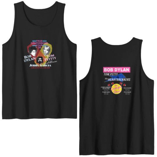 Discover Vintage 1986 Confessions Tour Double Sided Tank Tops Jerry Garcia Bob Dylan' Tom Petty' Double Sided Tank Tops