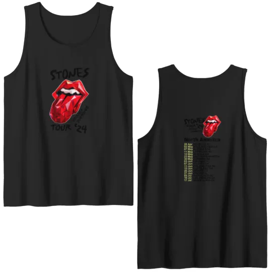 Discover 2024 Men Double Sided Tank Tops Casual The Rolling Tour 2024 Stone Double Sided Tank Tops