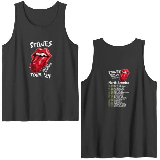 Discover 2024 Men Double Sided Tank Tops Casual The Rolling Tour 2024 Stone Double Sided Tank Tops