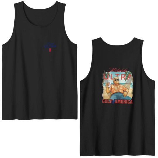 Discover America Michelob Ultra Comfort Colors Double Sided Tank Tops, Trump Gulf Of America Double Sided Tank Tops, Political, American Gulf Coast, Patriotic, Trump Gulf Beach