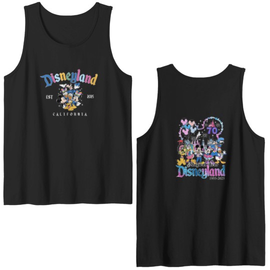 Discover Disneyyland 70th anniversary Double Sided Tank Tops, Mickeyy & friends Disneyyland castle 1955-2025 Double Sided Tank Tops