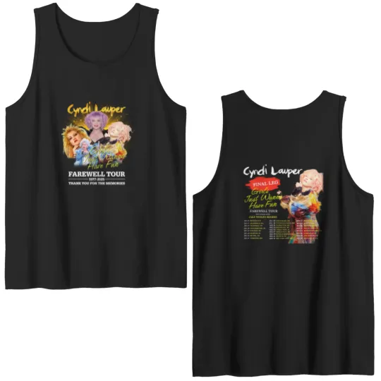Discover HOT!!! Cyndi Lauper Girls Just Wanna Have Fun Farewell Tour 2025 Double Sided Tank Tops 2 Sides