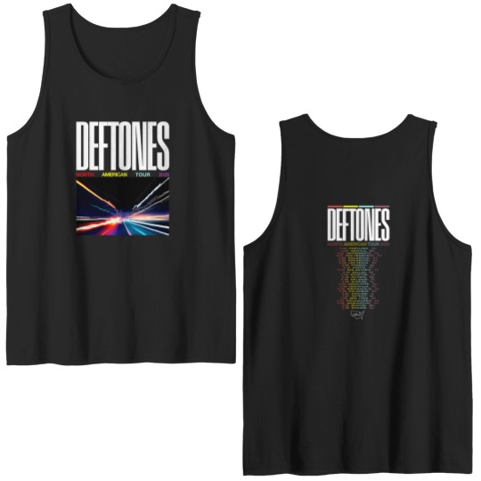 Discover Deftone 2025 Tour Merch North American Dates Double Sided Tank Tops.