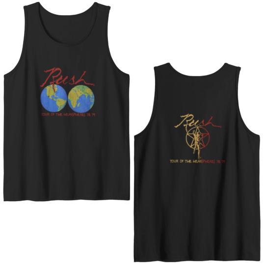 Discover Vintage 70s RUSH Tour of the Hemispheres Concert Double Sided Tank Tops